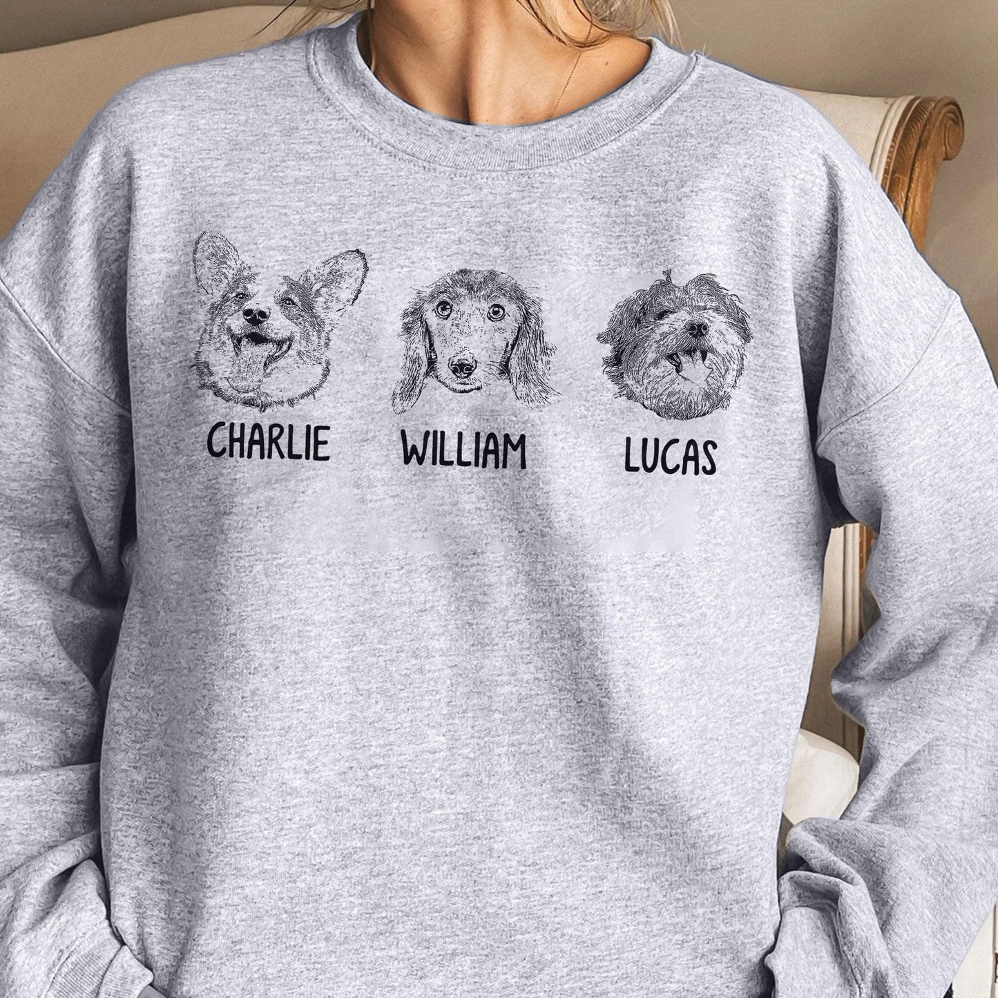 Sweat-shirt à col rond pour animaux de compagnie, dessin 2D personnalisé