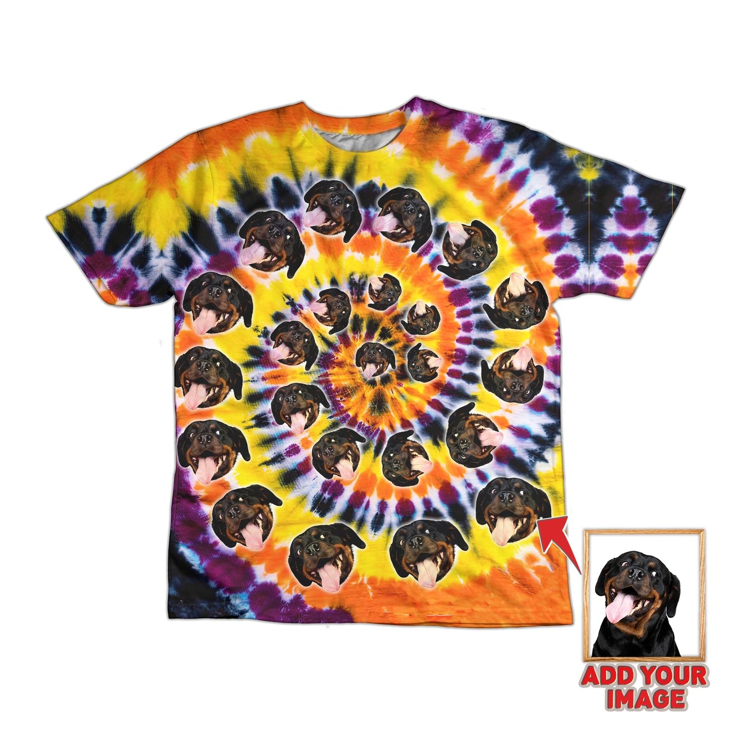 T-shirt personnalisé pour animaux de compagnie à imprimé tie-dye psychédélique
