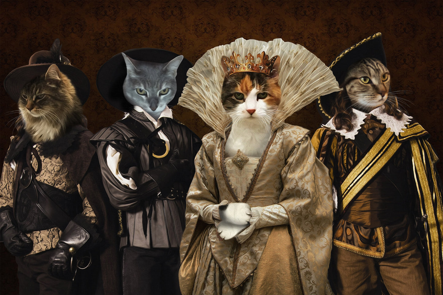 The Queen and Her Guards Custom Pet Portrait - Noble Pawtrait