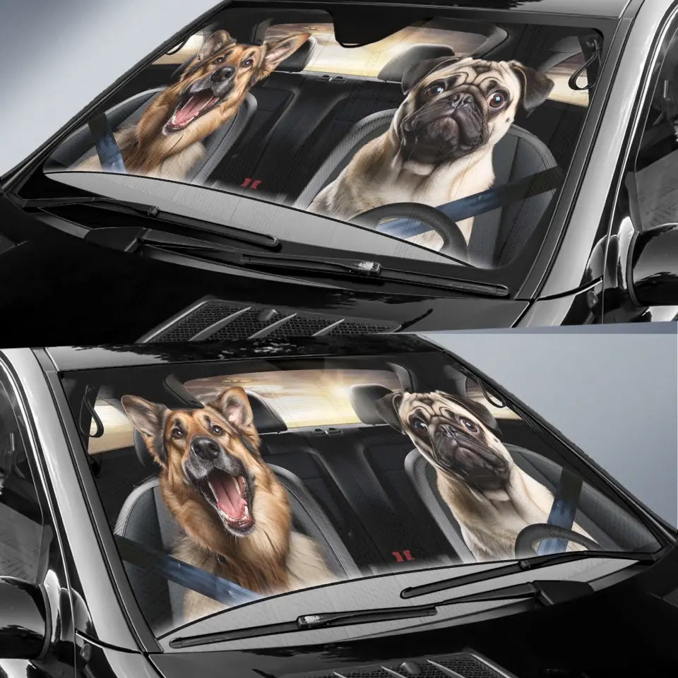 Custom Windshield Sunshade With Pet Photo