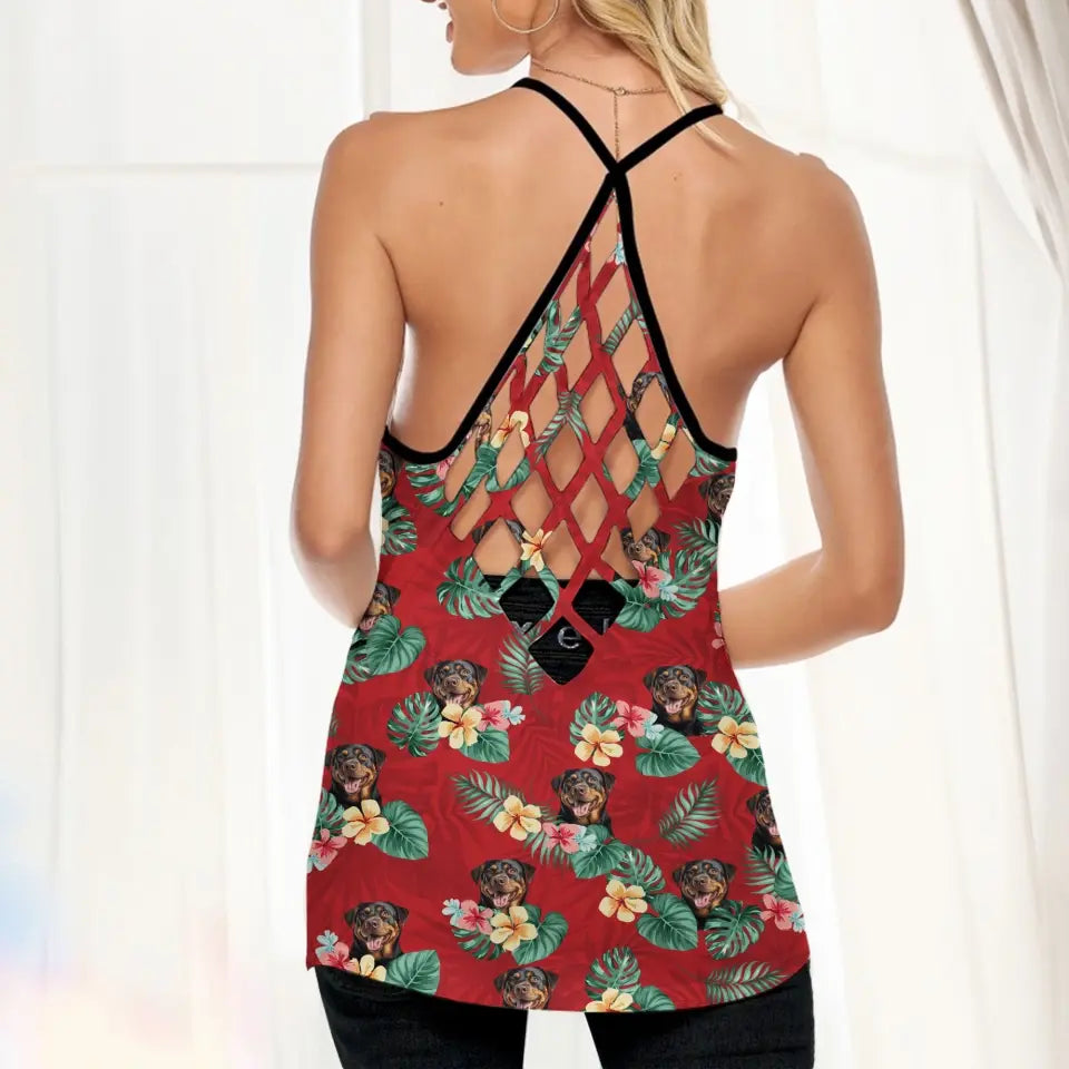 Custom Your Own Summer Criss Cross Tank Top With Your Pet Photo