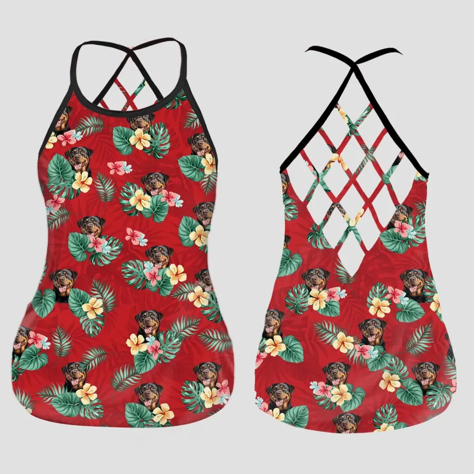 Custom Your Own Summer Criss Cross Tank Top With Your Pet Photo