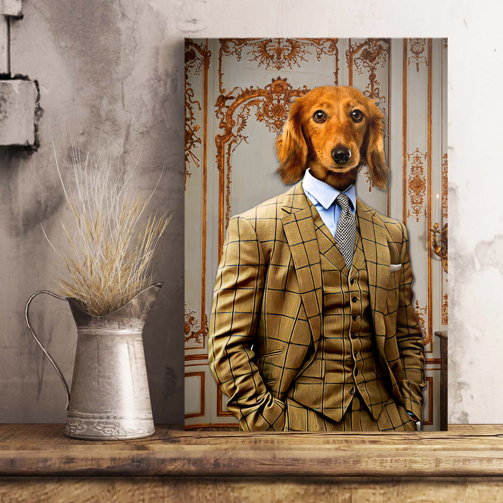 The Brown Suit Custom Pet Portrait Poster - Noble Pawtrait