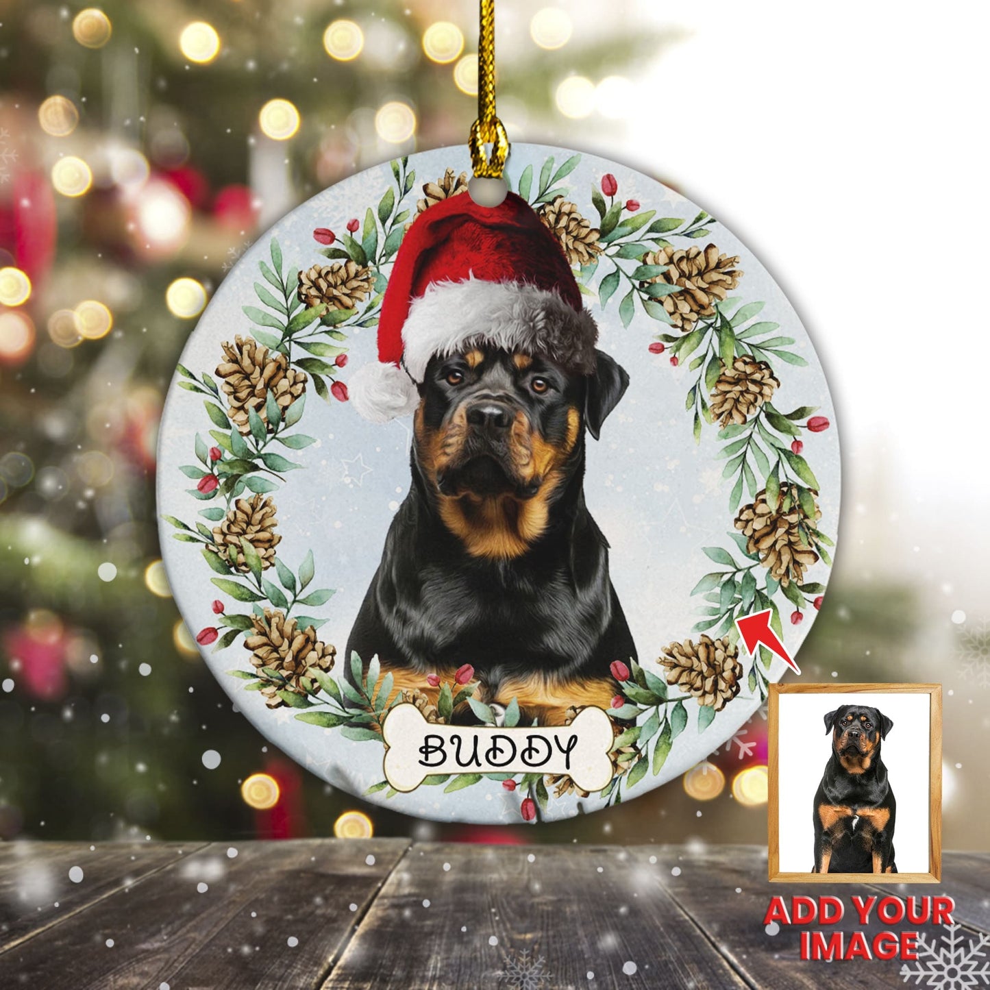 Ornement de pomme de pin de Noël personnalisé pour animaux de compagnie