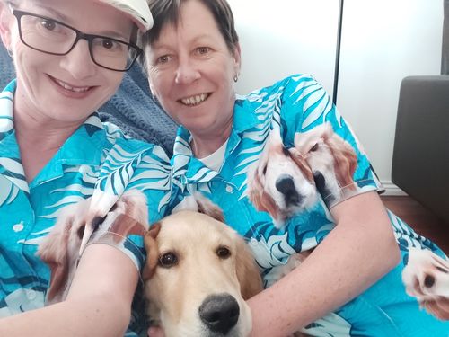 Custom Hawaiian Shirt With Pet Photo | Personalized Gift For Pet Lovers | Leaves Pattern Sea Blue Color Aloha Shirt