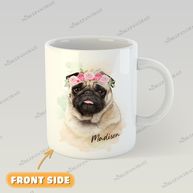 Rose Crown Watercolor Custom Pet Mug - Noble Pawtrait