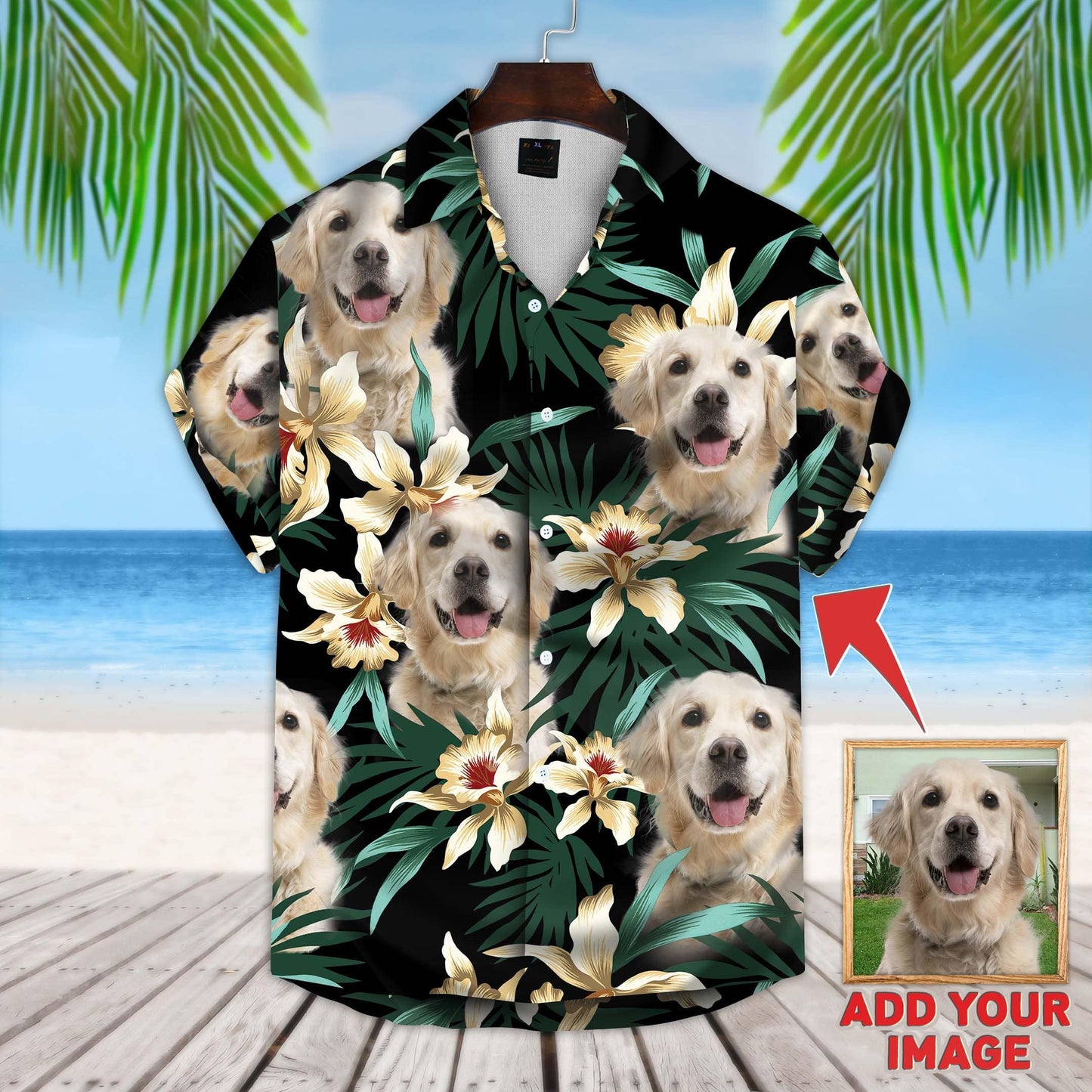 Custom Leaves Pattern Short-Sleeve Hawaiian Shirt (Dark Green Color) - Noble Pawtrait