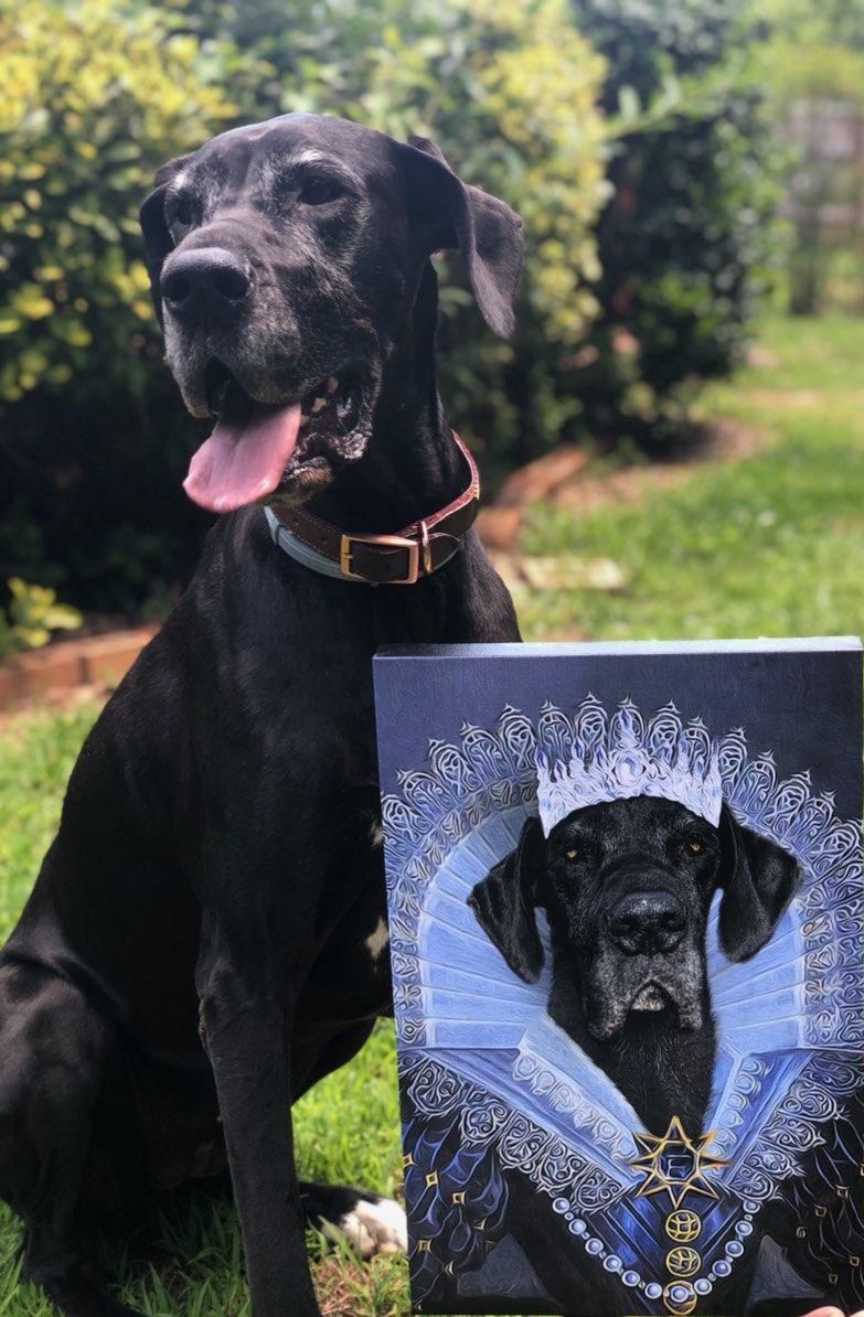 Her Majesty Custom Pet Portrait Canvas - Noble Pawtrait
