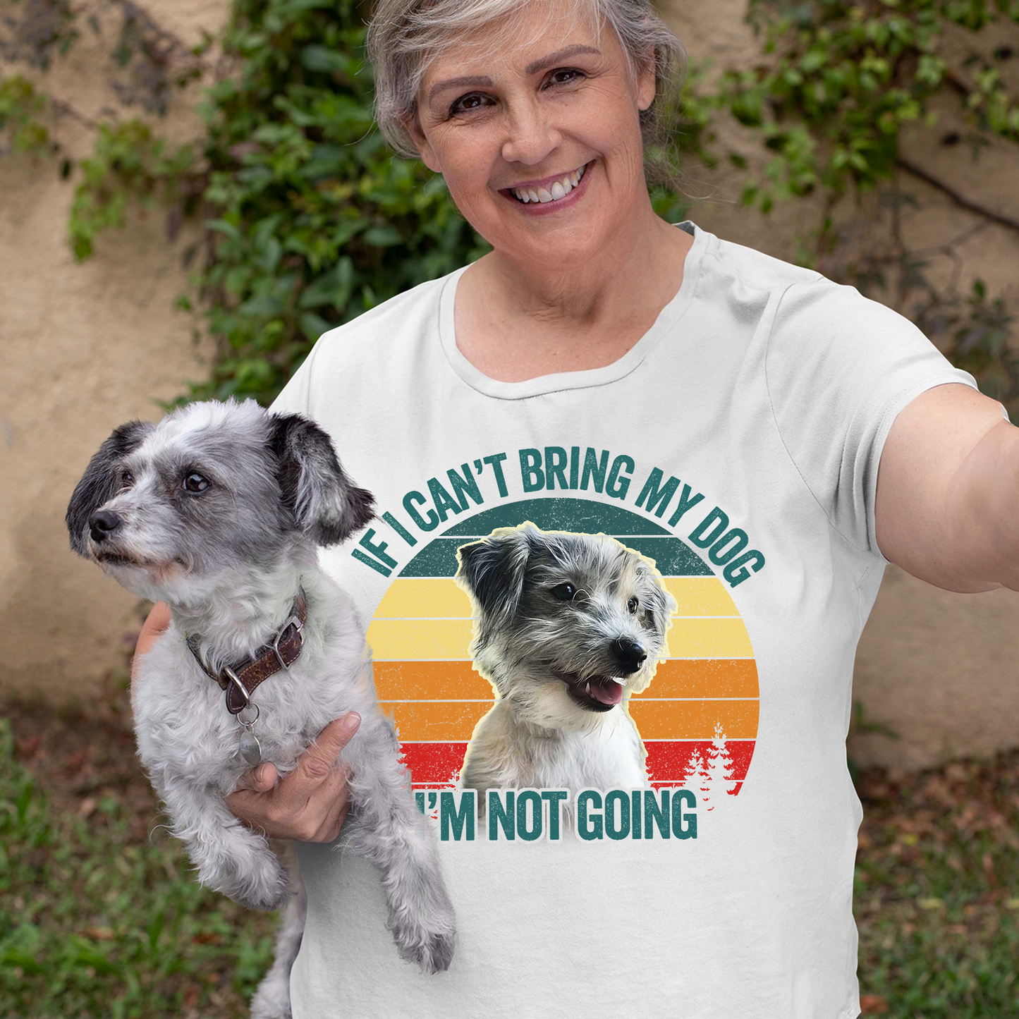 Custom T Shirt With Pet Face | Personalized Gift For Dog & Cat Lovers | If I Cant Bring My Pet I'm Not Going Unisex T Shirt