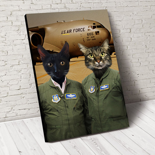 The Duo US Pilots Custom Pet Portrait - Noble Pawtrait