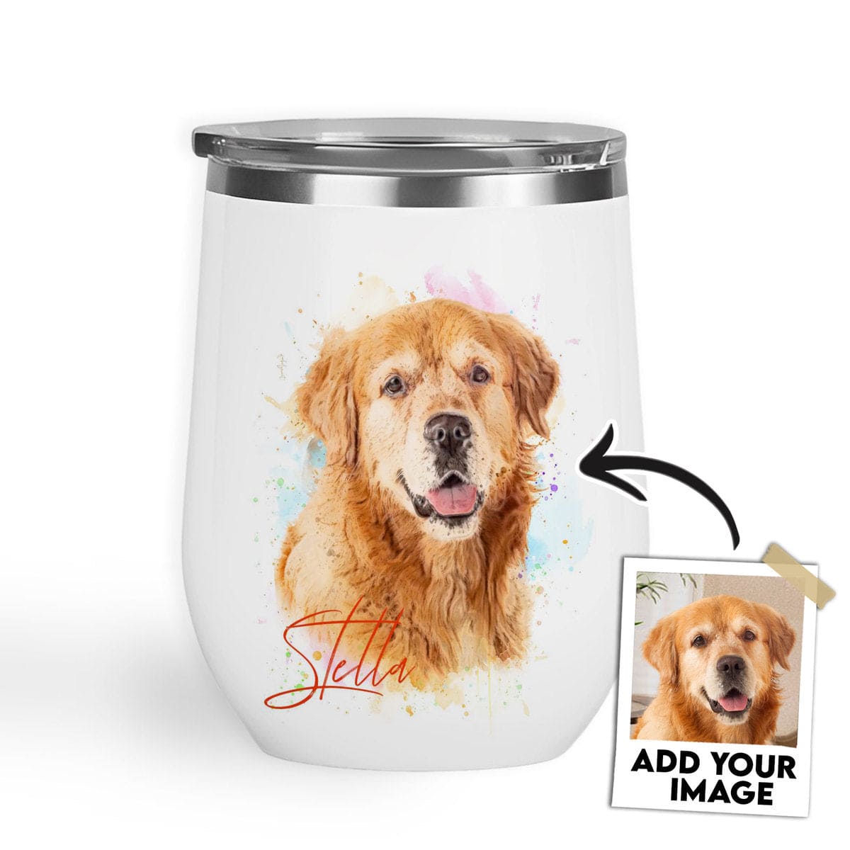Custom Wine Tumbler With Pet Photo