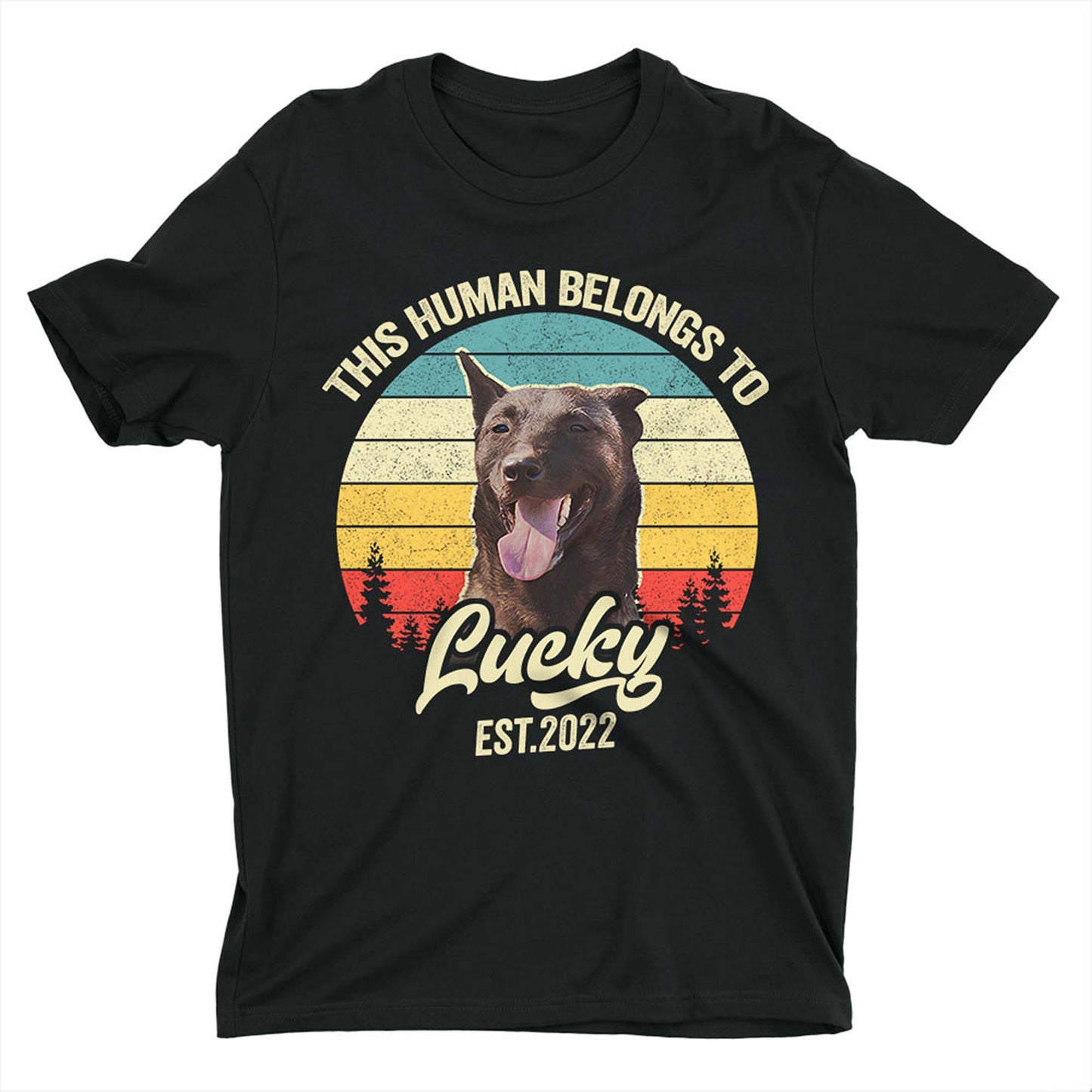 Custom T Shirt With Pet Face | Personalized Gift For Dog & Cat Lovers | Human Belongs To Unisex T Shirt