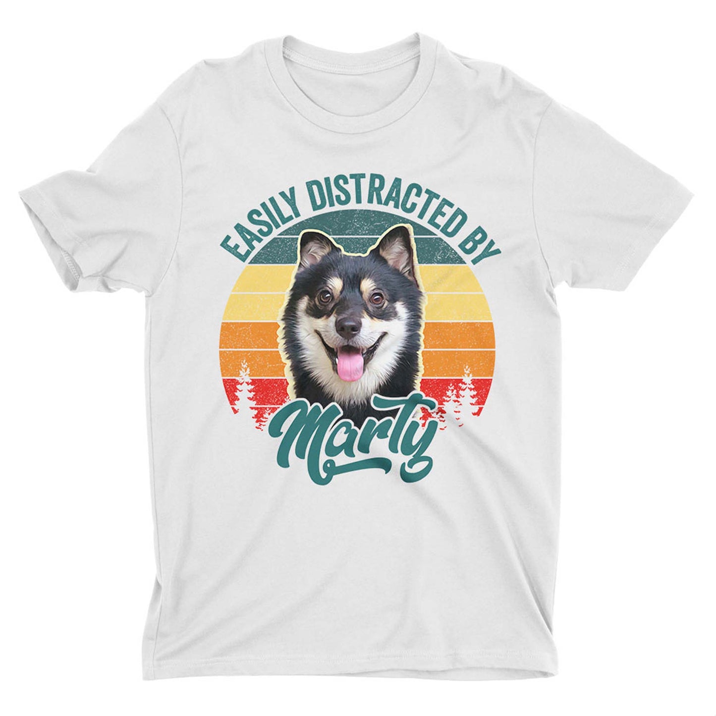 Custom T Shirt With Pet Face | Personalized Gift For Dog & Cat Lovers | Easily Distracted By Pet Vintage Style Unisex T Shirt