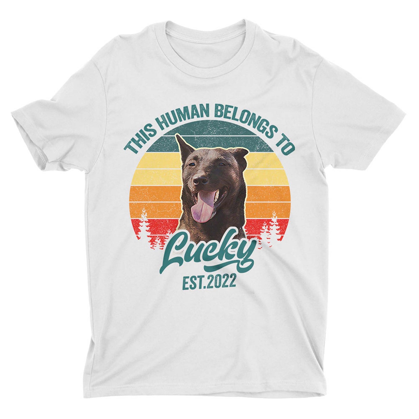 Custom T Shirt With Pet Face | Personalized Gift For Dog & Cat Lovers | Human Belongs To Unisex T Shirt