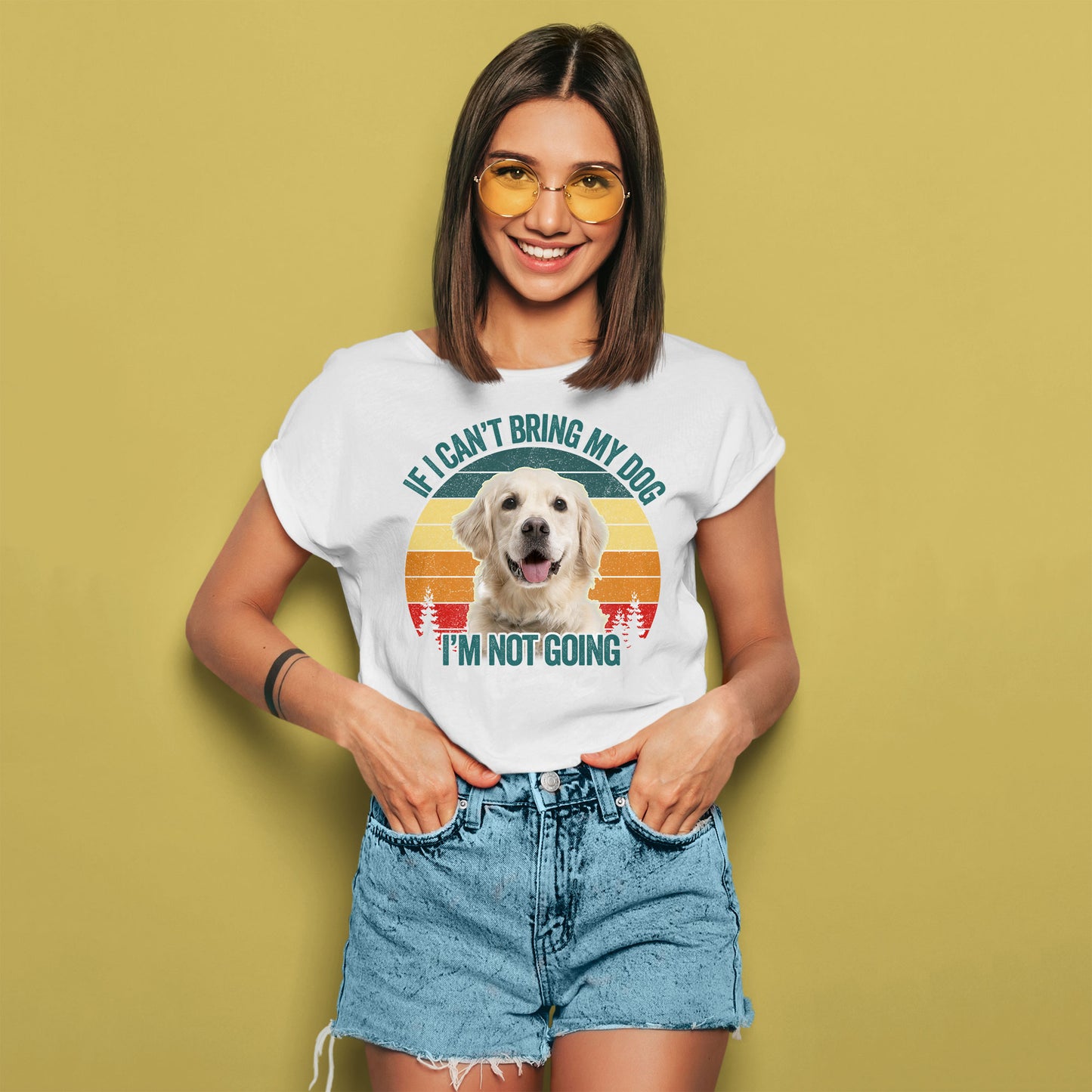 Custom T Shirt With Pet Face | Personalized Gift For Dog & Cat Lovers | If I Cant Bring My Pet I'm Not Going Unisex T Shirt