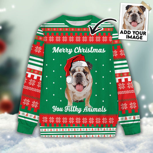 Pull laid partout imprimé personnalisé couleur verte joyeux Noël