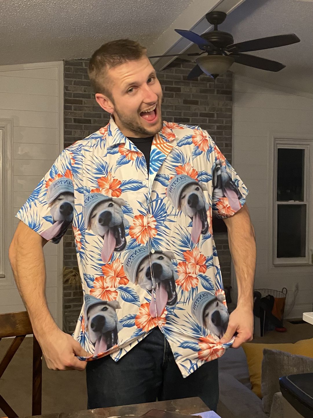 Custom Hawaiian Shirt For Dog Lovers | Personalized Puppy Lovers Gift | Leaves & Flowers Pattern White Color Aloha Shirt