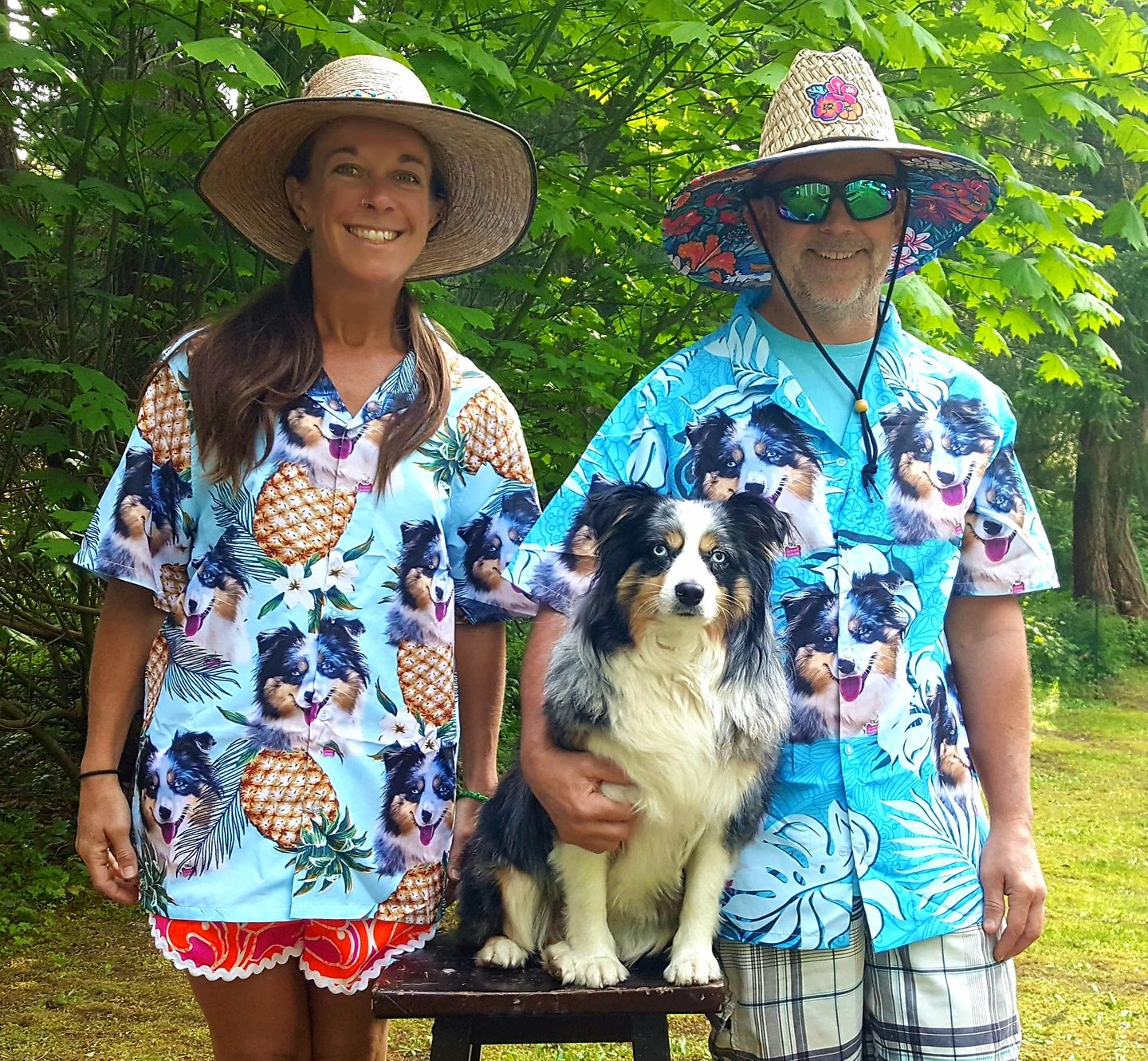 Custom Hawaiian Shirt With Pet Face | Personalized Gift For Pet Lovers | Pineapple Pattern Light Blue Color Aloha Shirt
