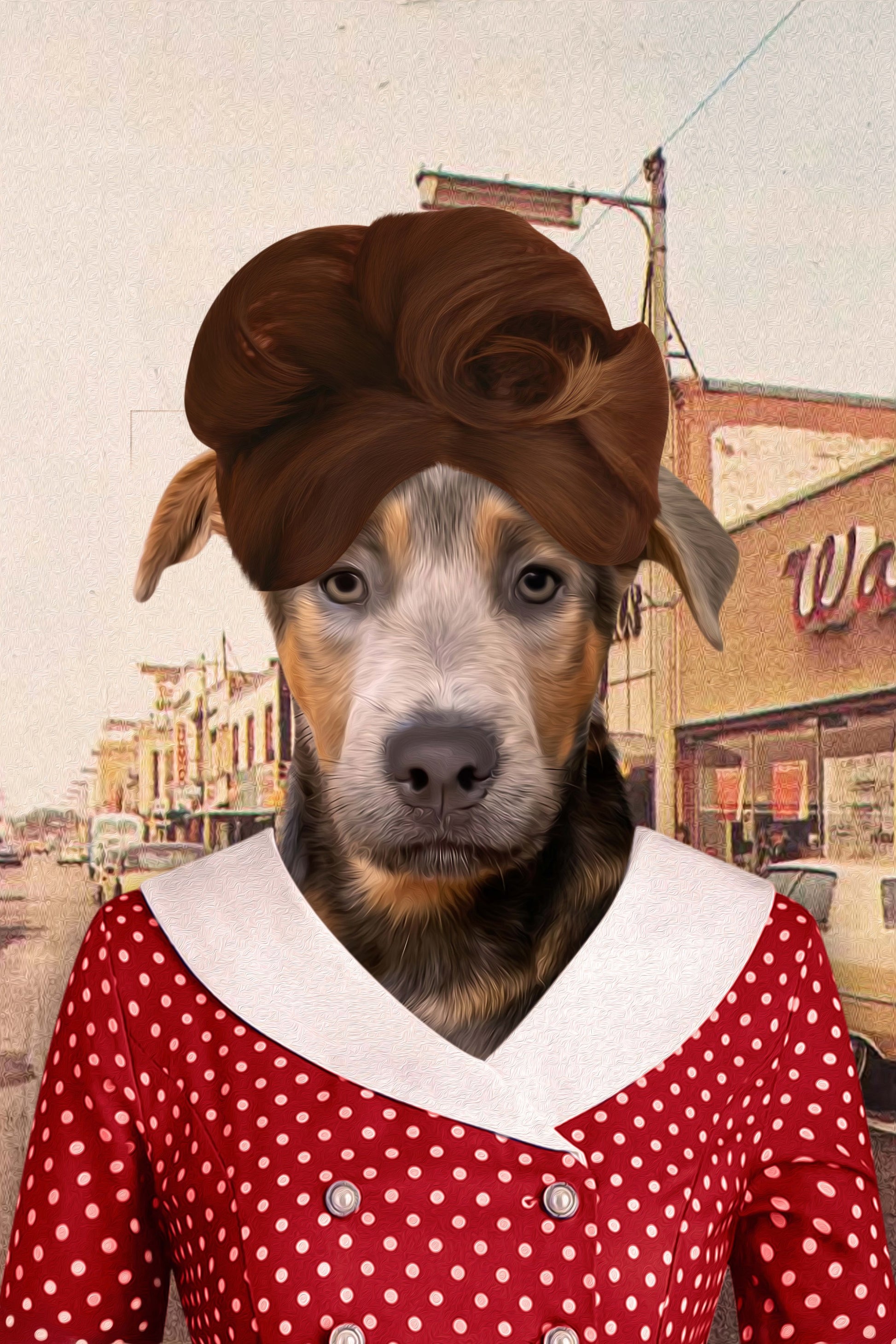 The Bouffant Lady Custom Pet Portrait Digital Download - Noble Pawtrait