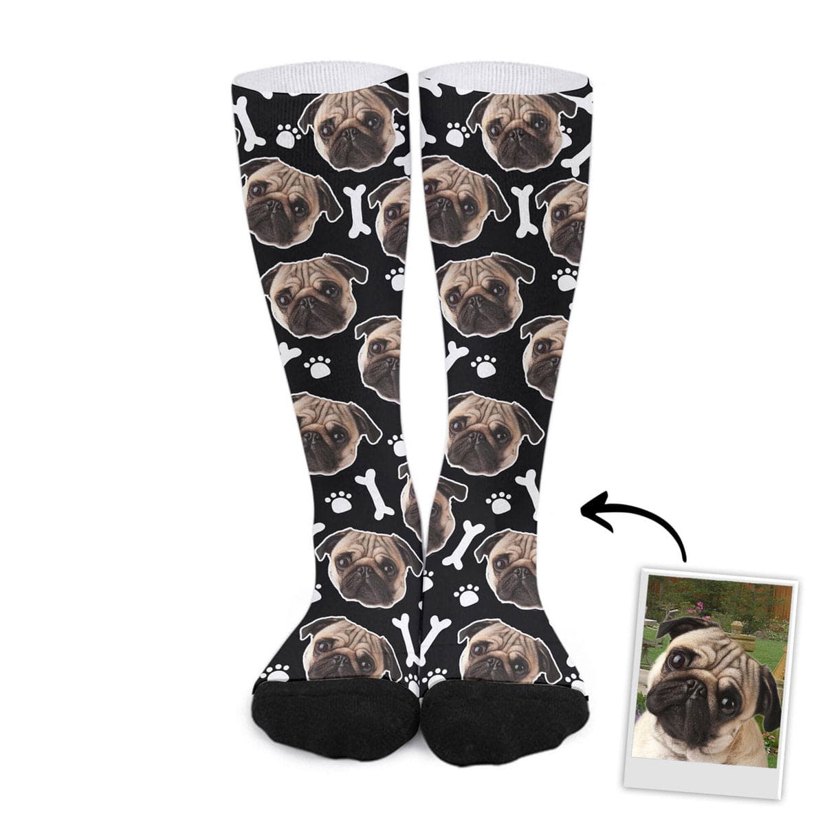 Chaussettes personnalisées avec visage d'animal de compagnie