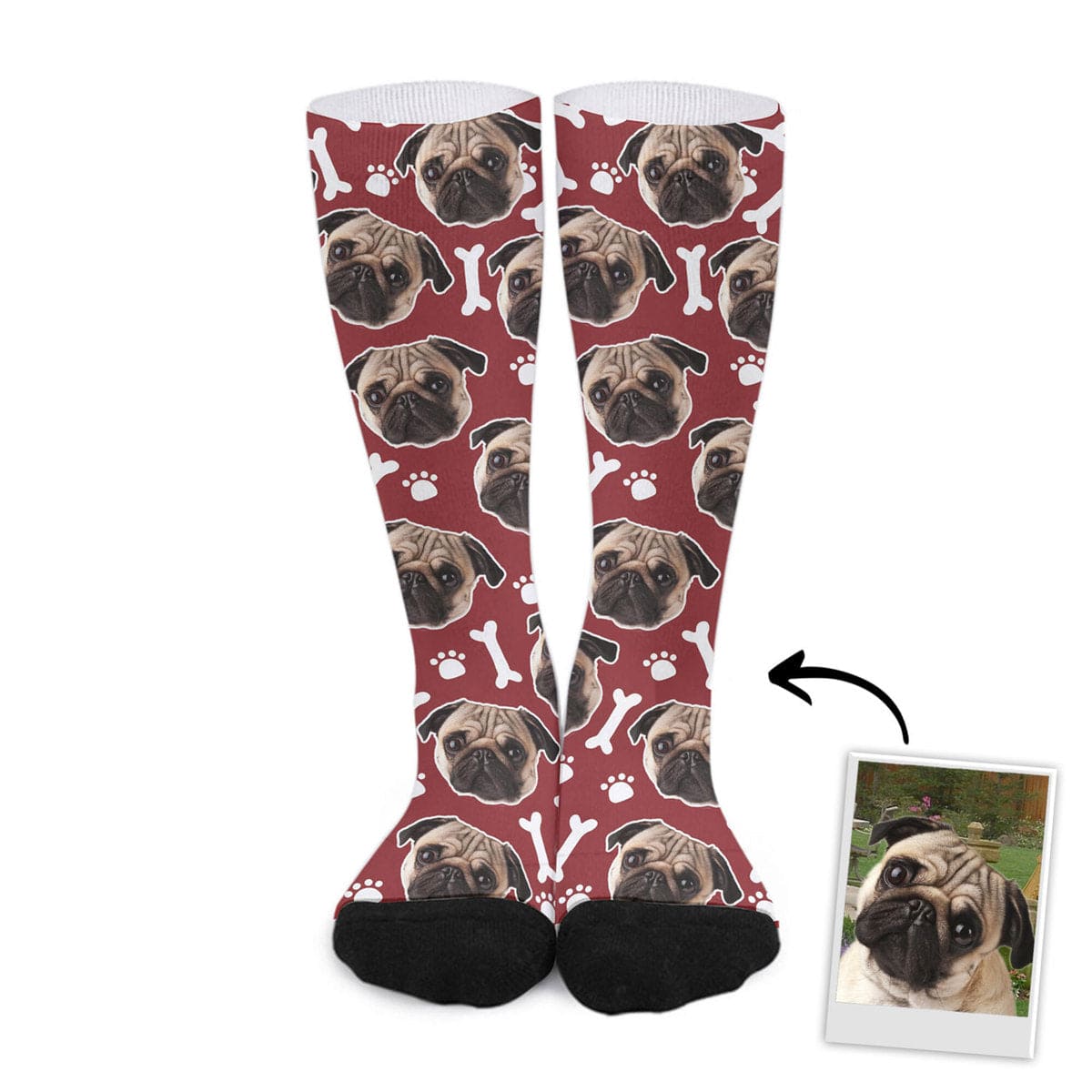 Chaussettes personnalisées avec visage d'animal de compagnie