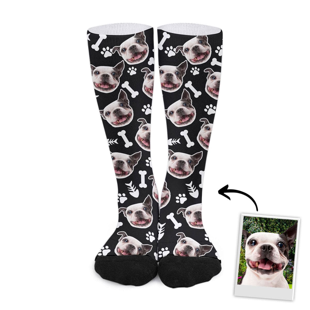 Chaussettes personnalisées avec visage d'animal de compagnie