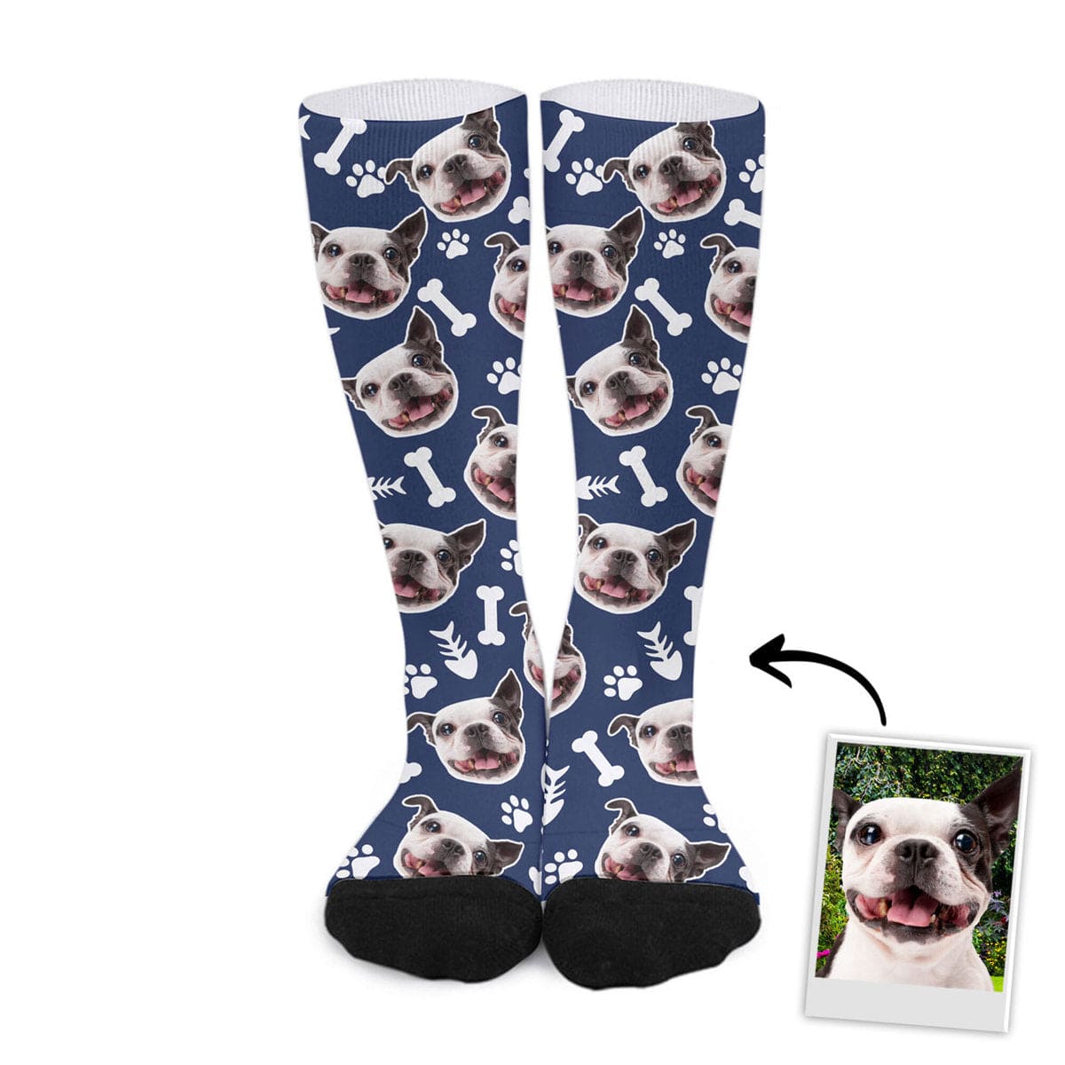 Chaussettes personnalisées avec visage d'animal de compagnie