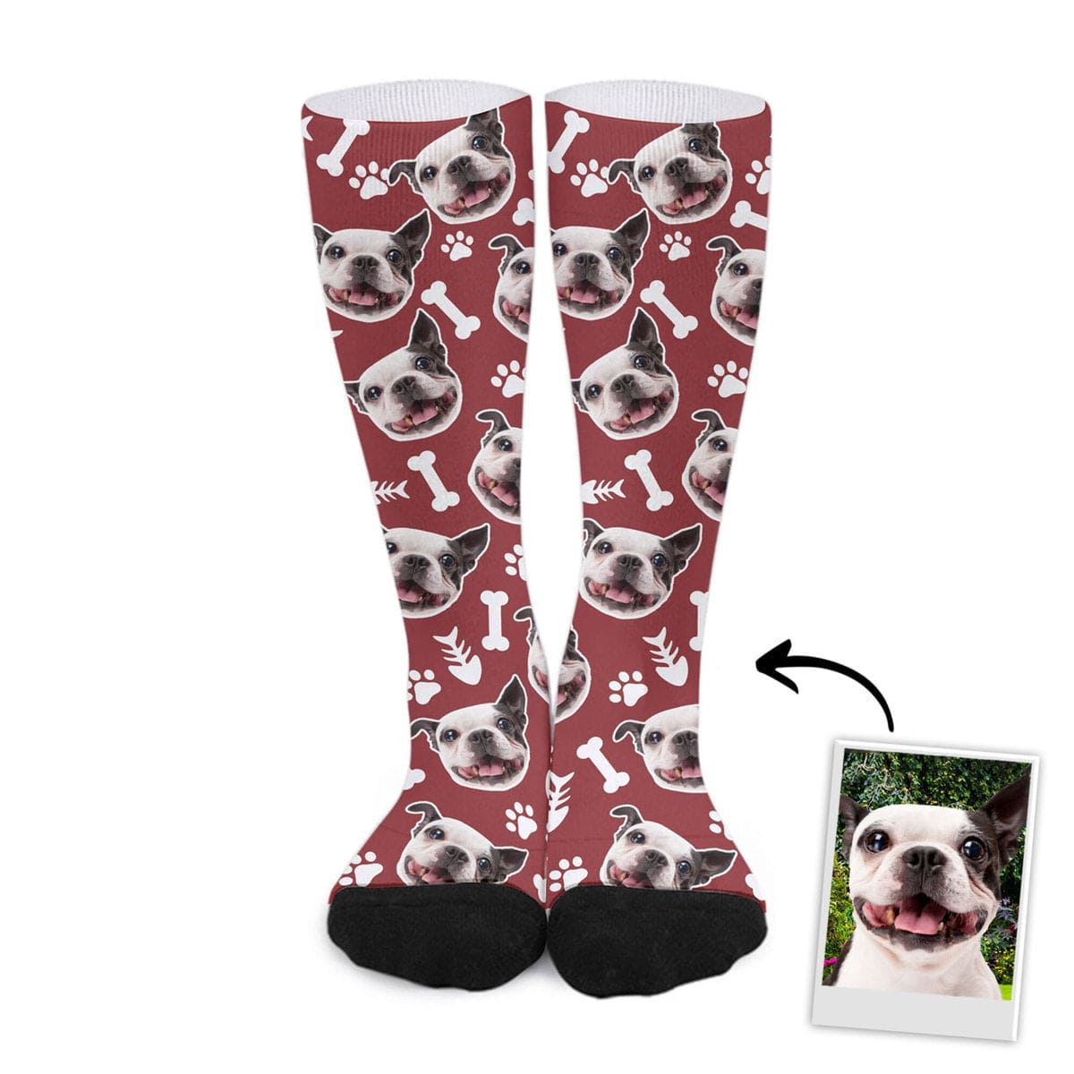 Chaussettes personnalisées avec visage d'animal de compagnie