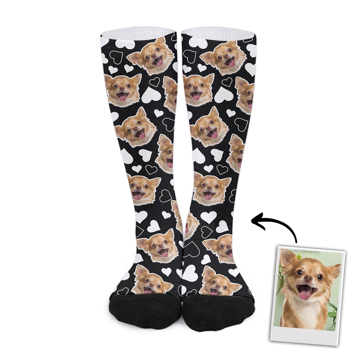 Chaussettes personnalisées avec visage d'animal de compagnie