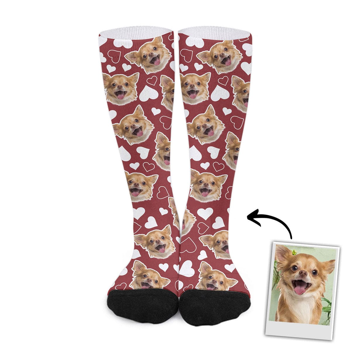 Chaussettes personnalisées avec visage d'animal de compagnie