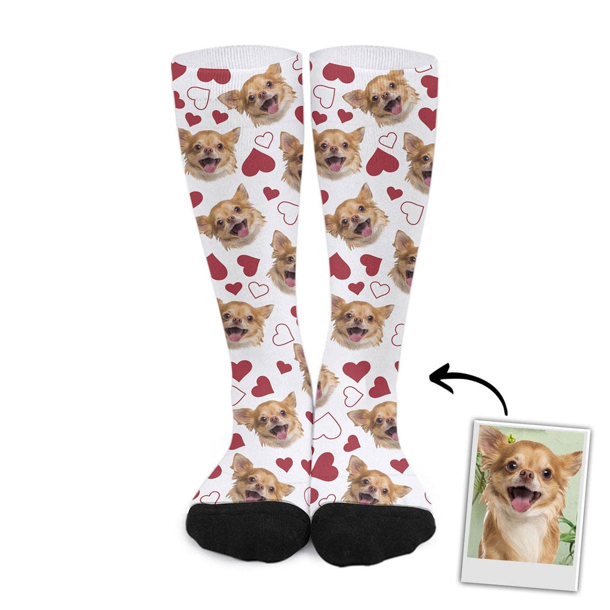 Chaussettes personnalisées avec visage d'animal de compagnie