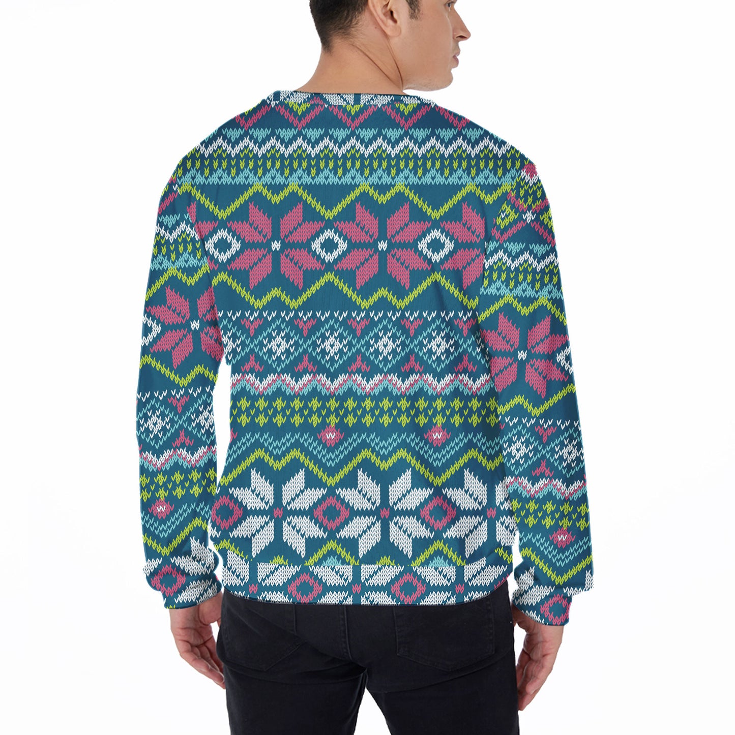 Ugly Sweater All Over Print Custom Christmas Socks Green Blue Color