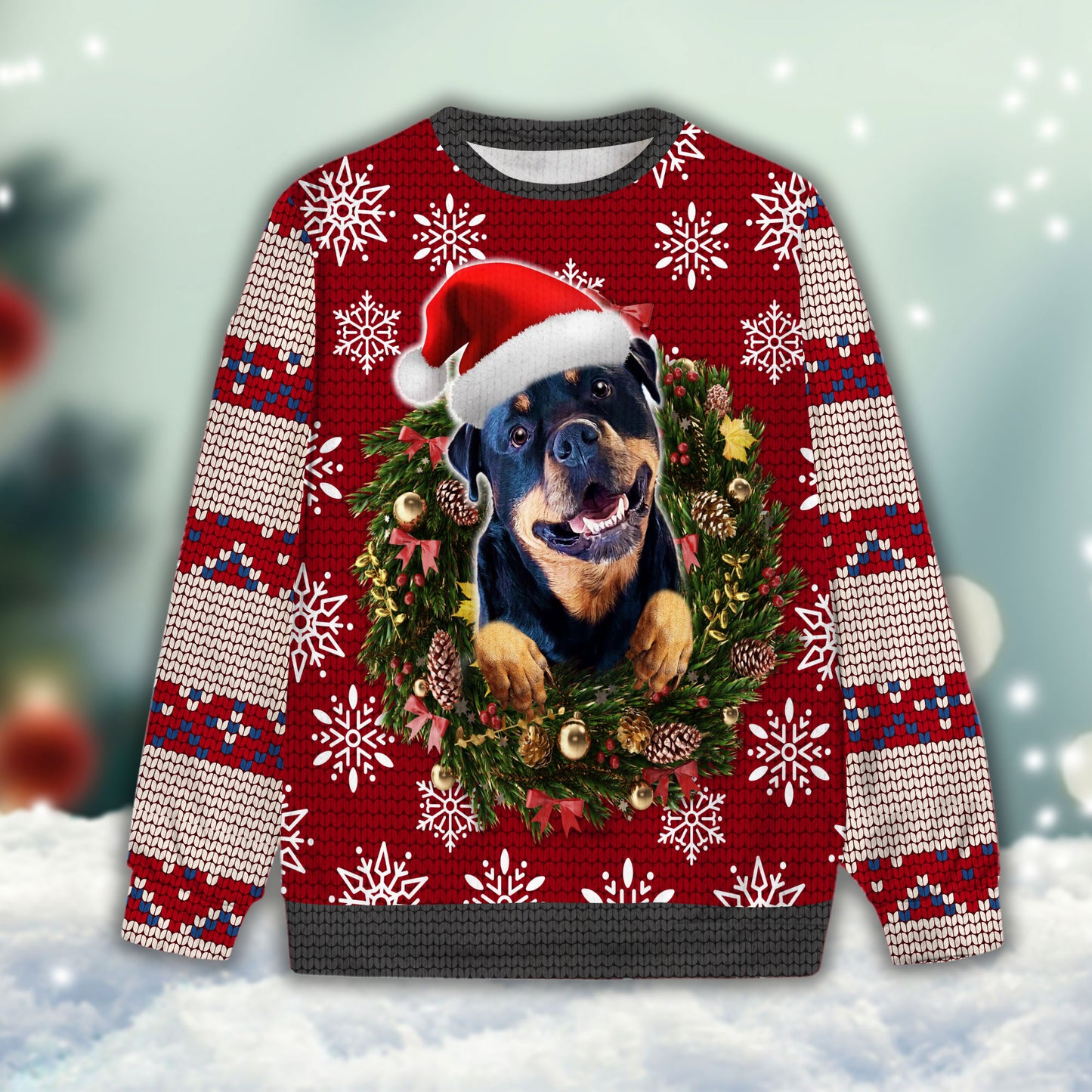 Ugly Sweater All Over Print Custom Funny Laurel Wreath (Berry Color)