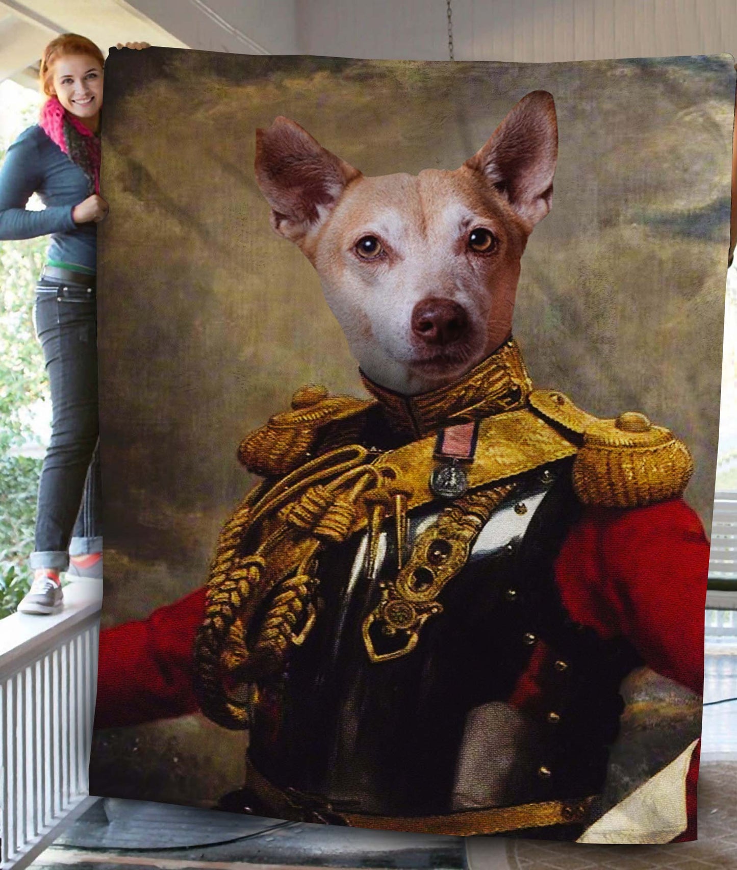 The Colonel Custom Pet Blanket - Noble Pawtrait