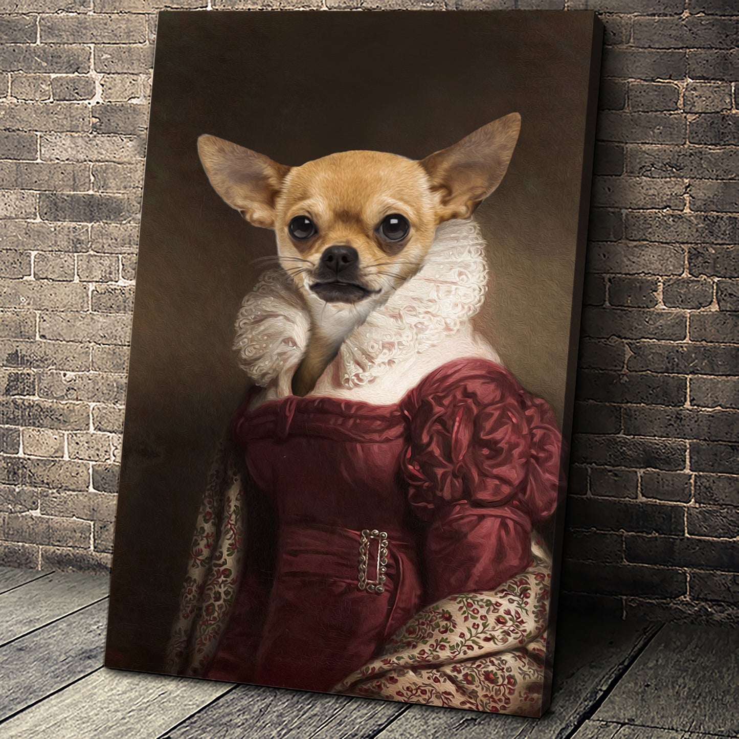 The Lady in Red Custom Pet Portrait - Noble Pawtrait