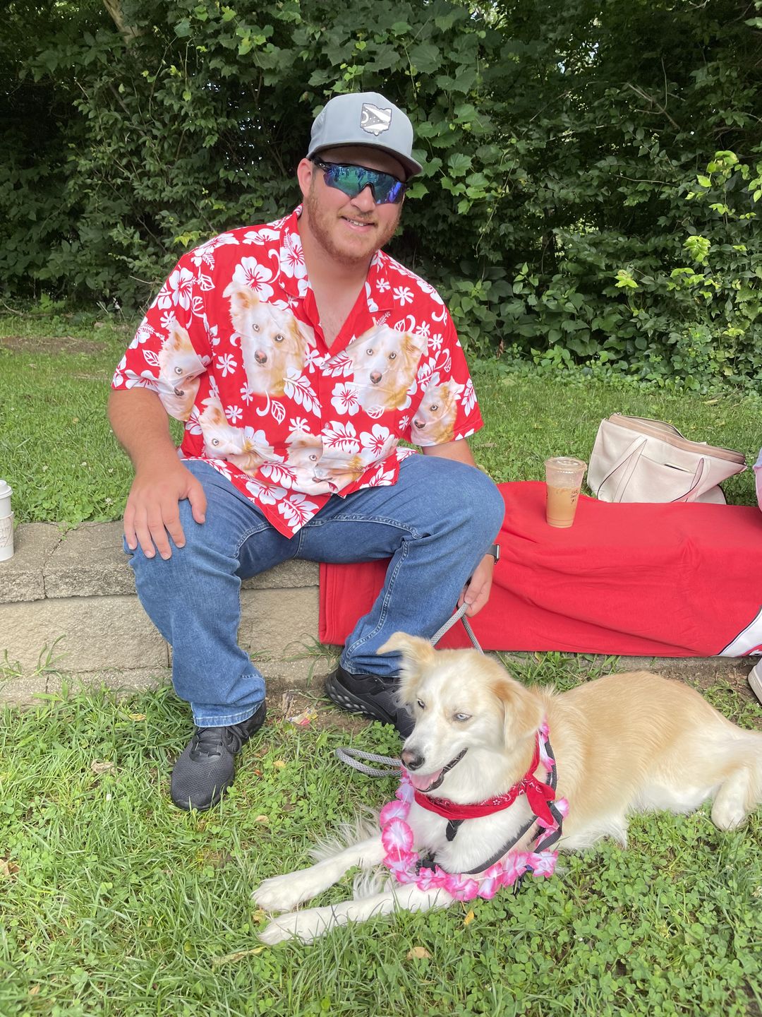 Custom Hawaiian Shirt For Dog Lovers | Personalized Puppy Lovers Gift | Leaves & Flowers Pattern Red ColorAloha Shirt