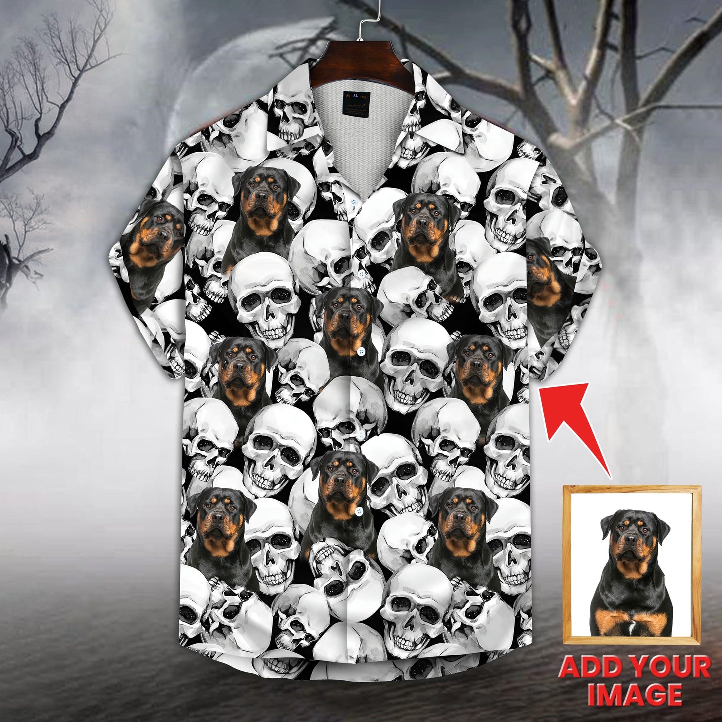 Custom Hawaiian Shirt With Pet Face | Personalized Gift For Pet Lovers | Skull Short-Sleeve Aloha Shirt