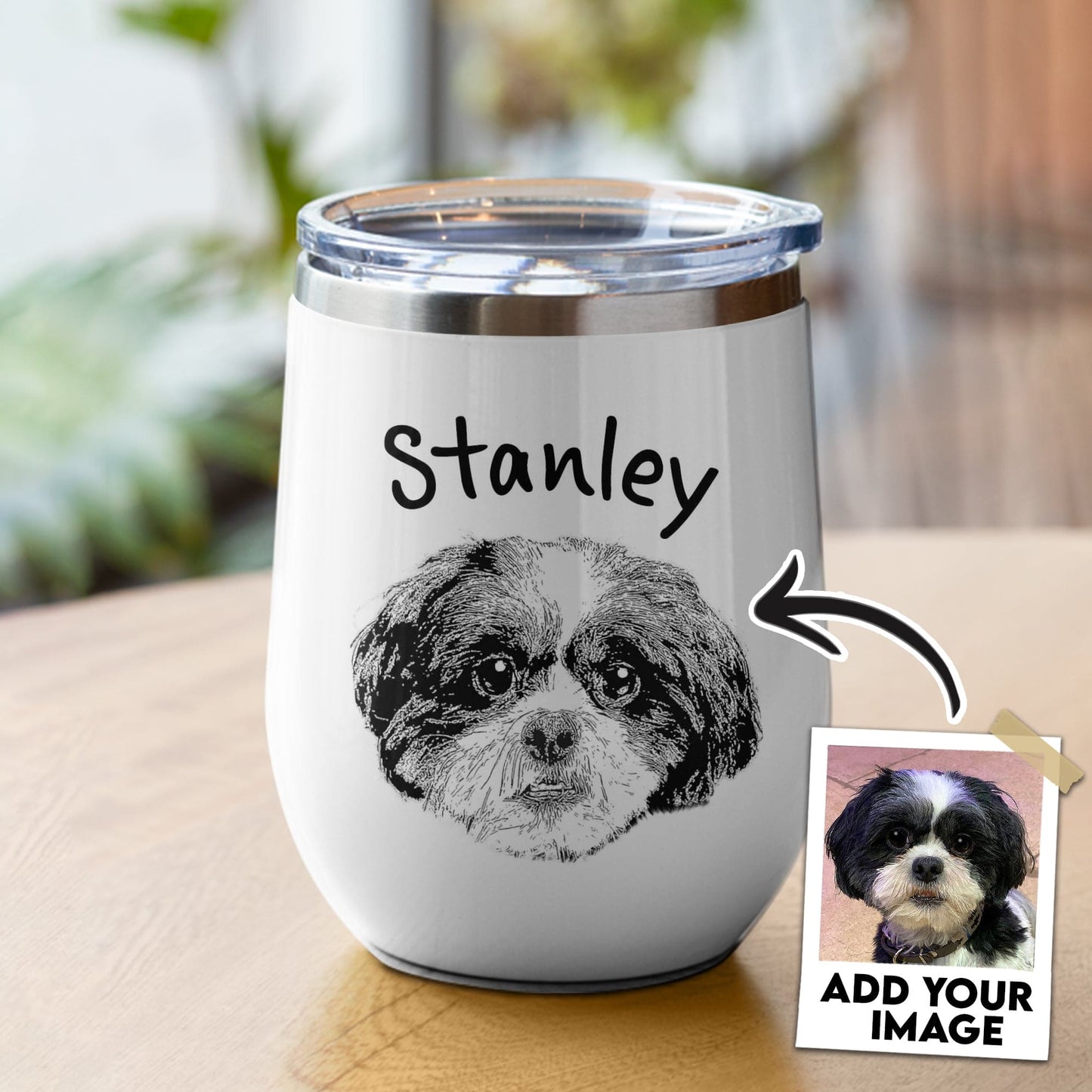 Custom Wine Tumbler With Pet Photo