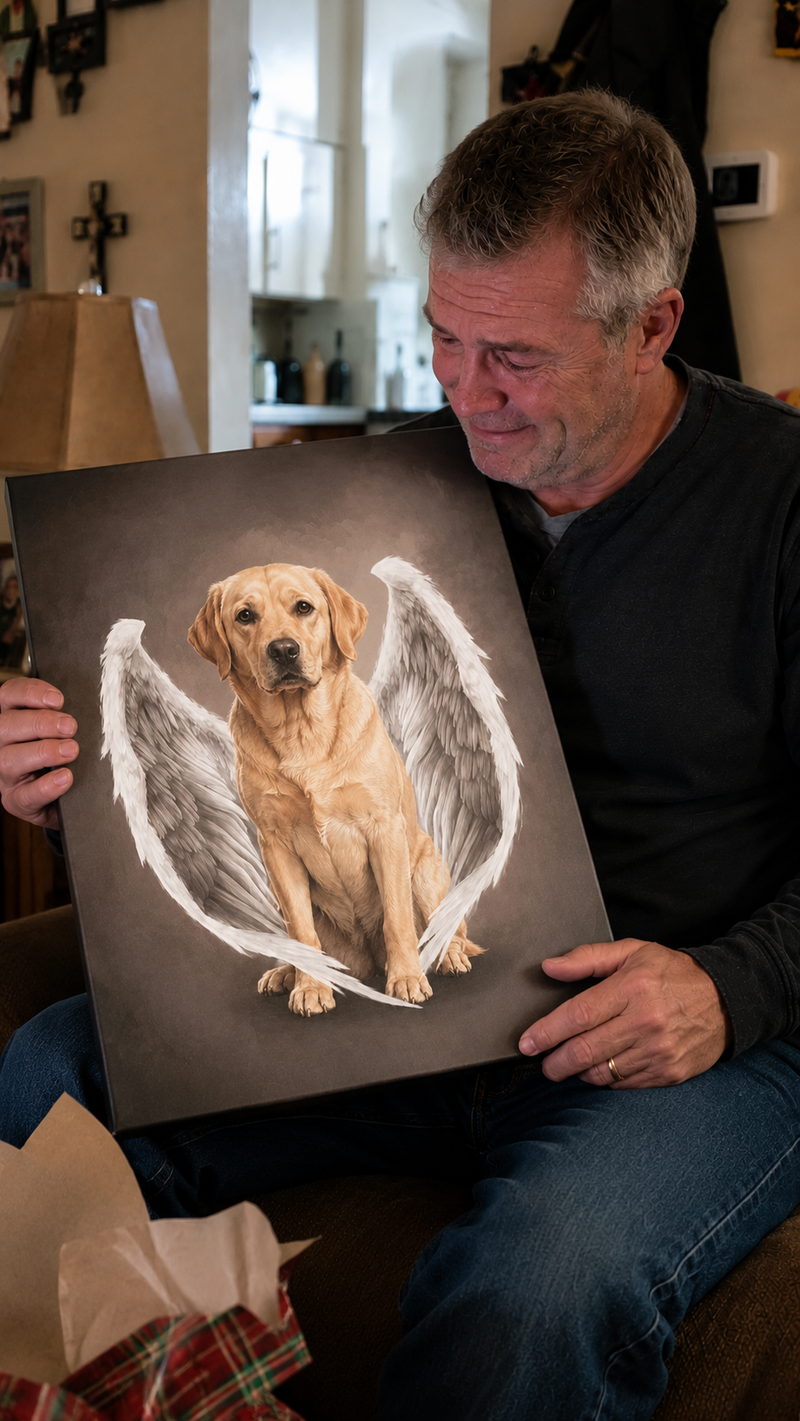 Pet memorial portrait customer