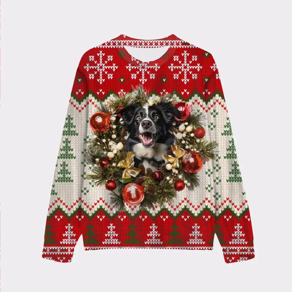 Custom Your Own Christmas Wearth Sweater With Your Pet Face