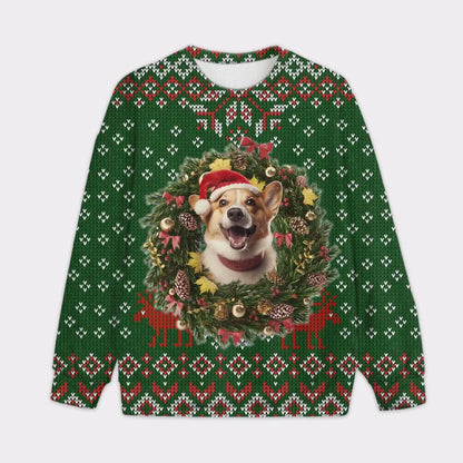 Custom Your Own Christmas Wearth Sweater With Your Pet Face