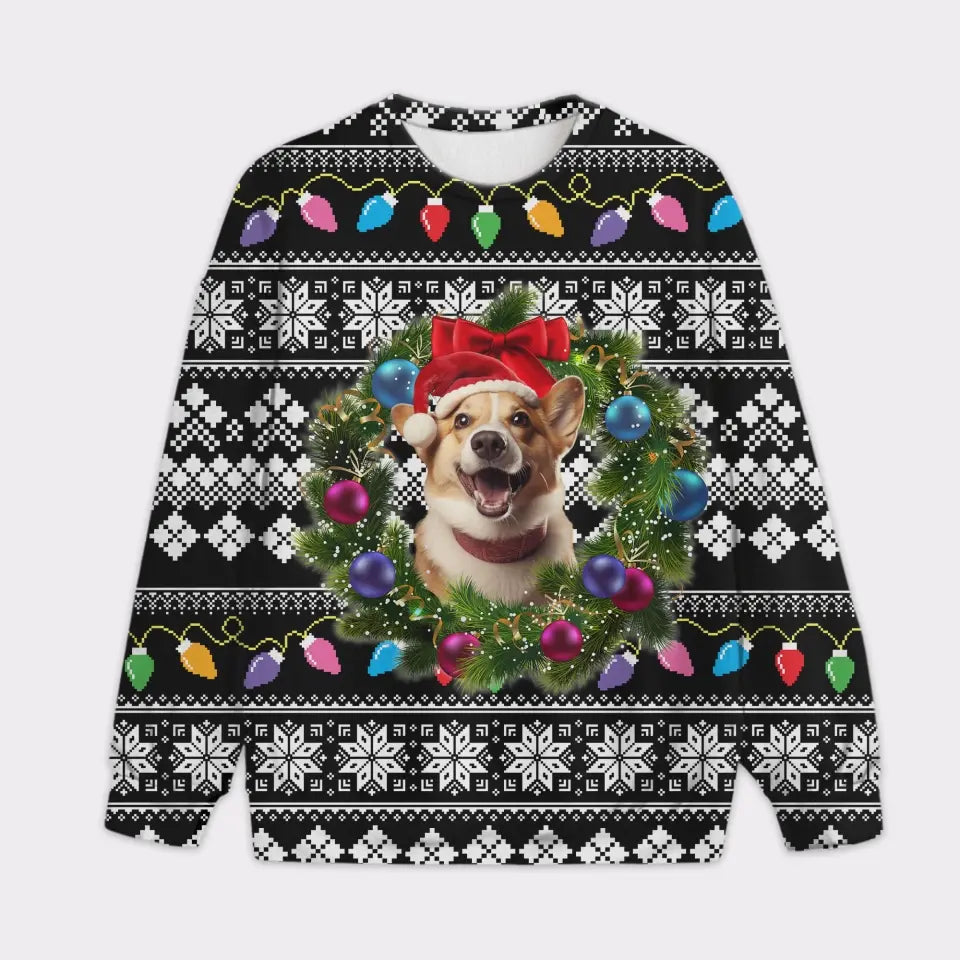 Custom Your Own Christmas Wearth Sweater With Your Pet Face