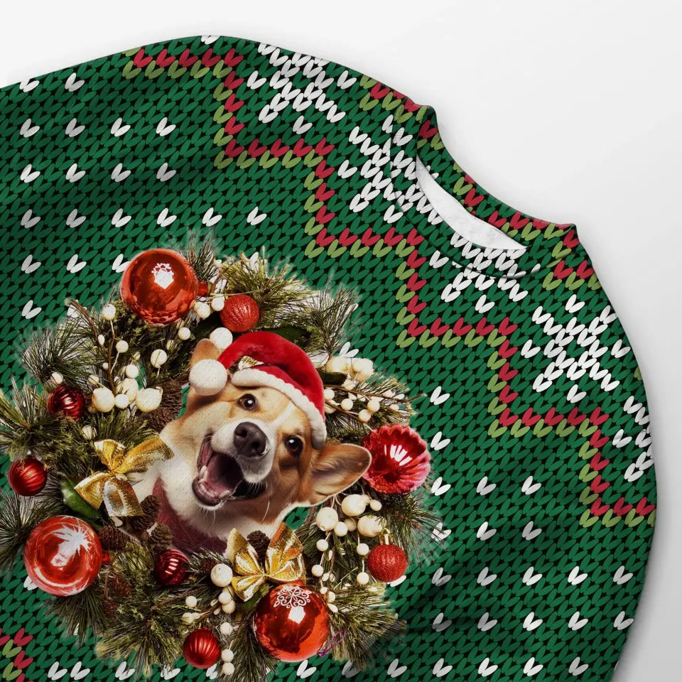 Custom Your Own Christmas Wearth Sweater With Your Pet Face