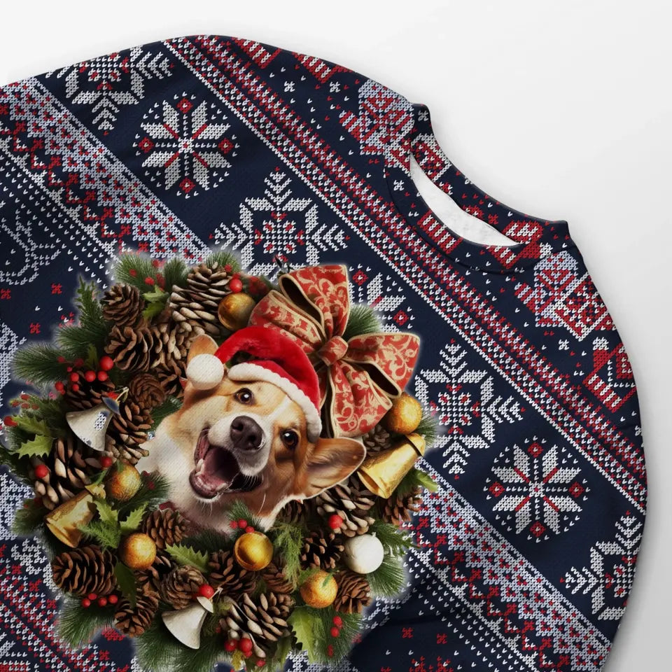 Custom Your Own Christmas Wearth Sweater With Your Pet Face