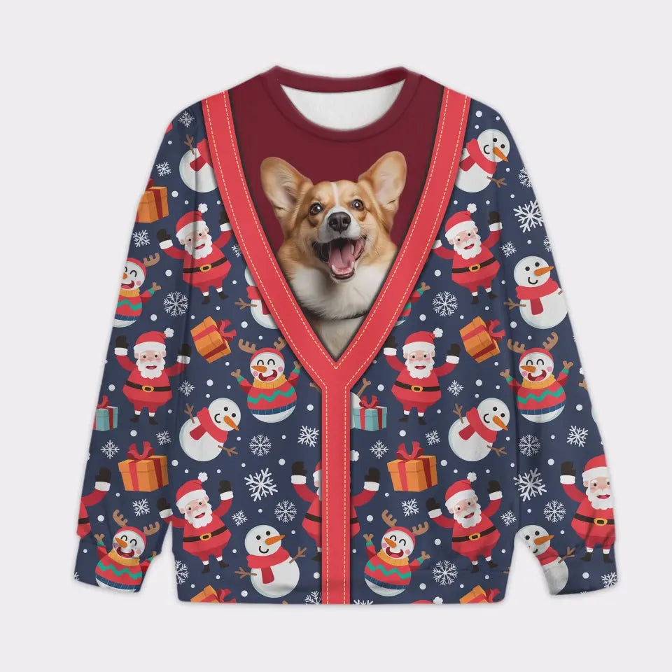 Custom Your Own Christmas Peeking Sweater With Your Pet Face