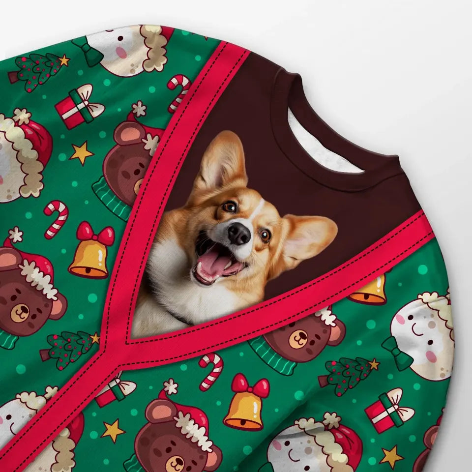 Custom Your Own Christmas Peeking Sweater With Your Pet Face