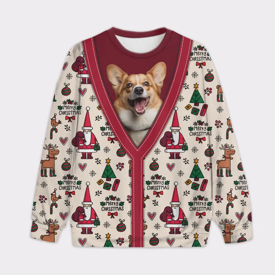 Custom Your Own Christmas Peeking Sweater With Your Pet Face