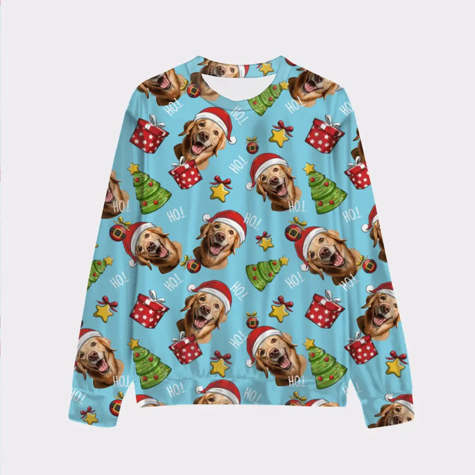 Custom Your Own Ho Ho Ho Sweater With Your Pet Face
