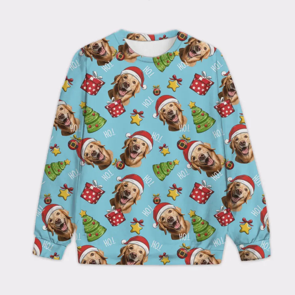 Custom Your Own Ho Ho Ho Sweater With Your Pet Face