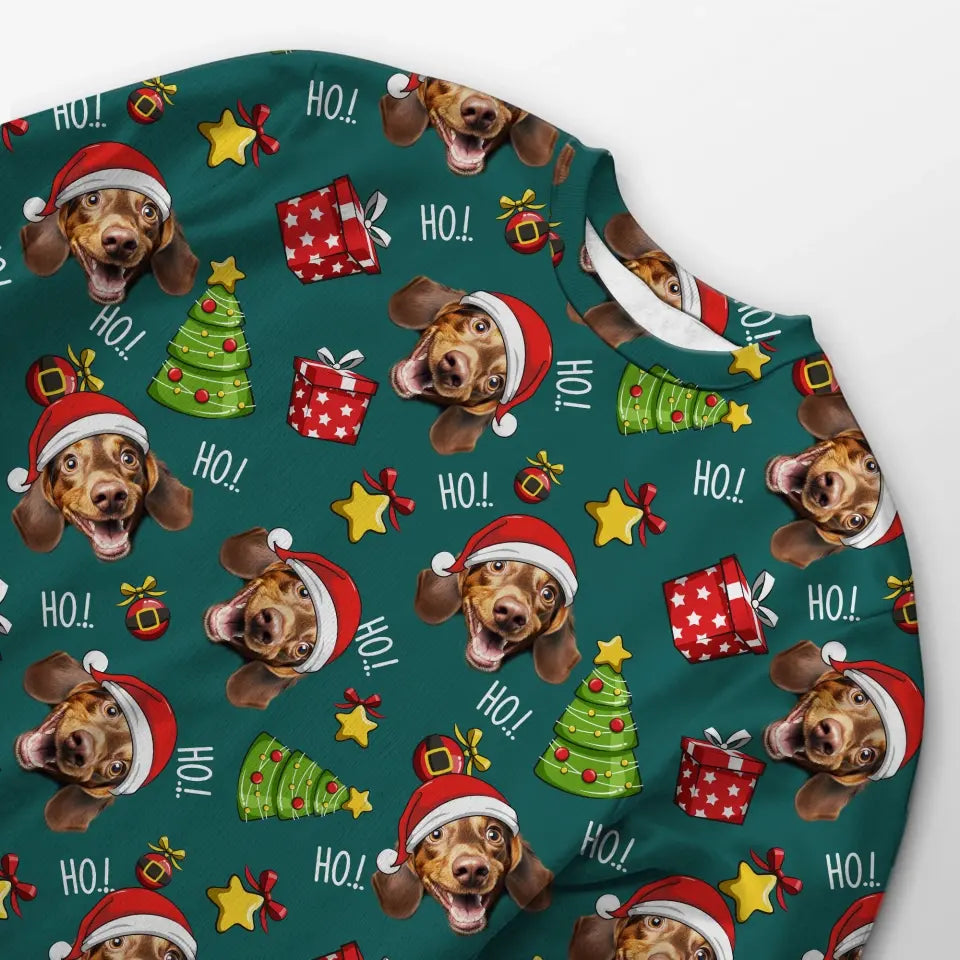 Custom Your Own Ho Ho Ho Sweater With Your Pet Face